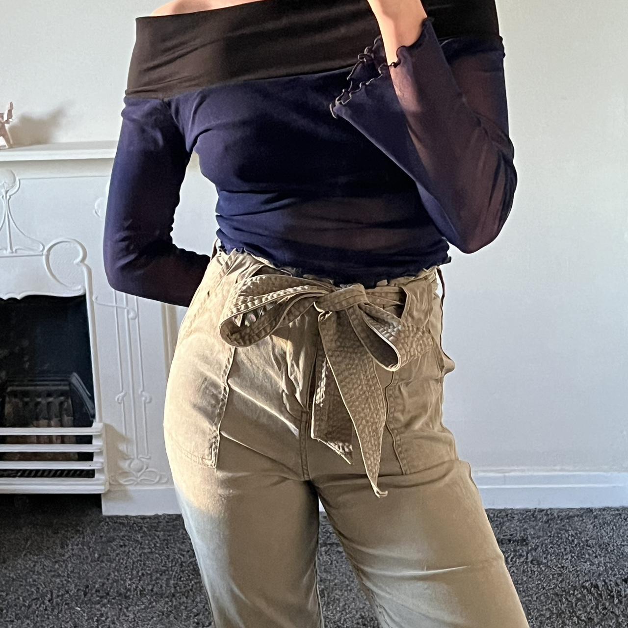 Khaki Casual Cotton Trousers from Topshop on 21 Buttons