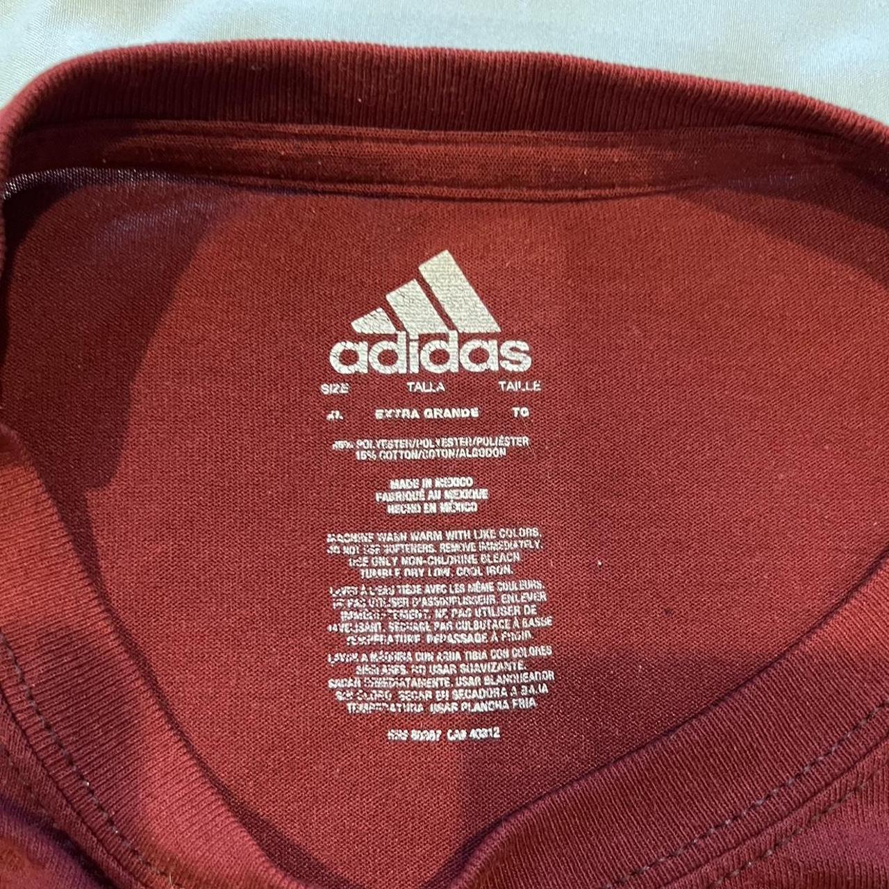 Adidas Men's Red and Burgundy T-shirt | Depop