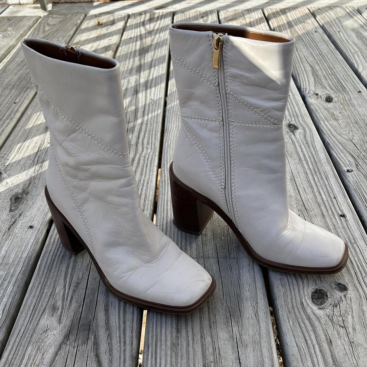 Franco Sarto white leather mid calf boots Size 6.5