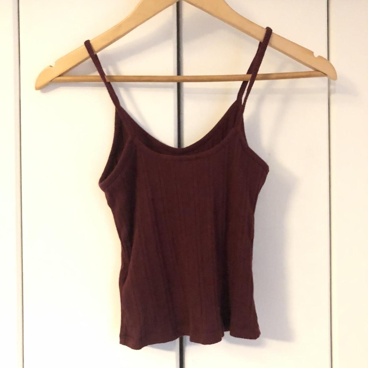 Topshop Women's Burgundy and Red Top | Depop