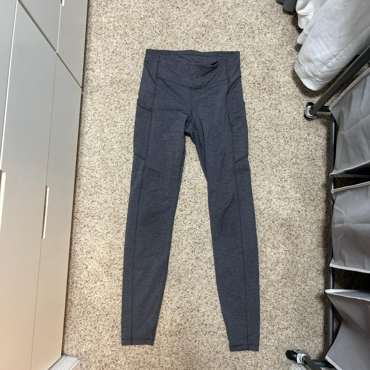 Grey Size 6, 28” Lululemon leggings. Has side