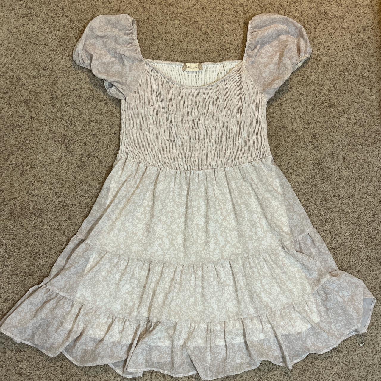 Cream and white colored floral Altar’d State dress -... - Depop