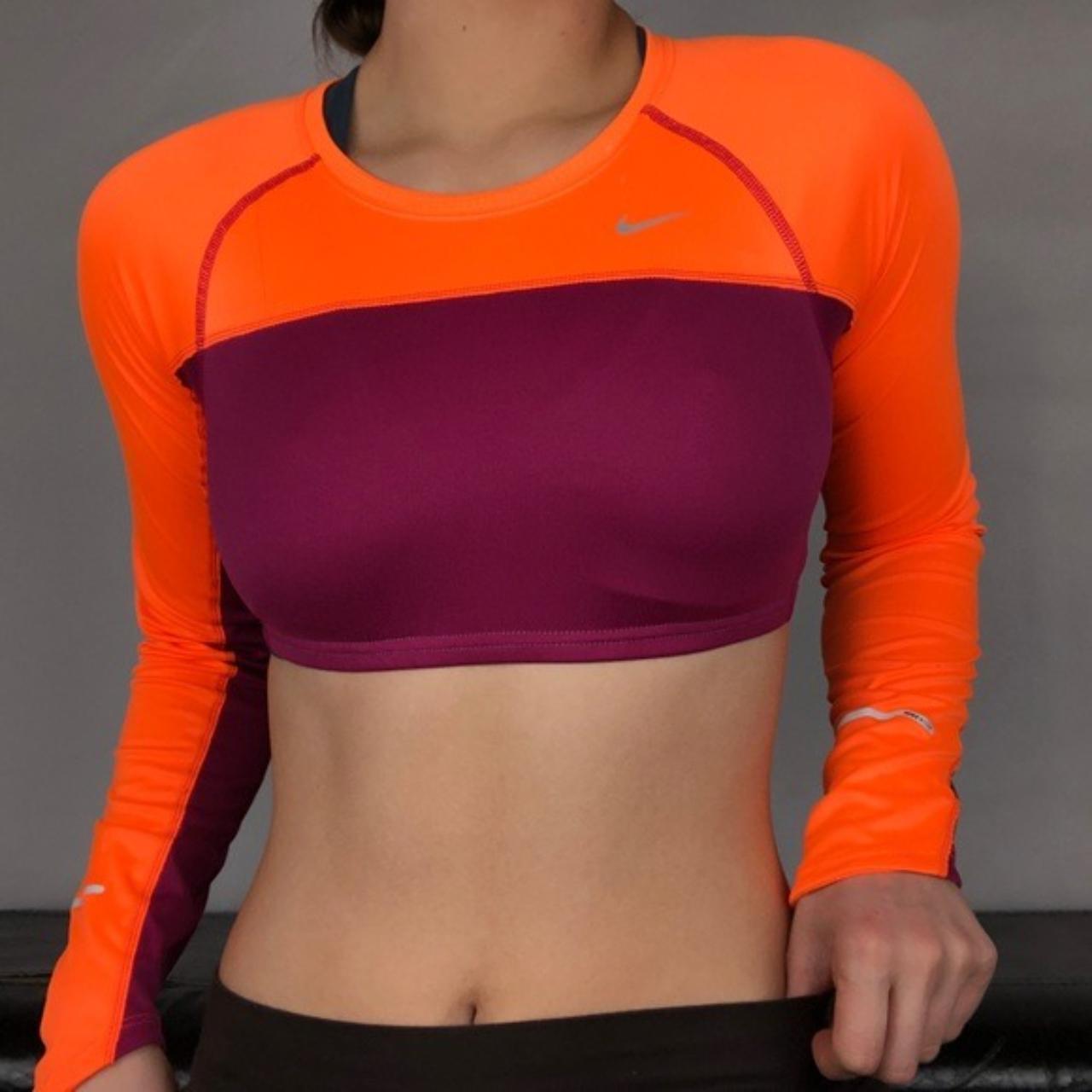 Nike color block crop hot sale top