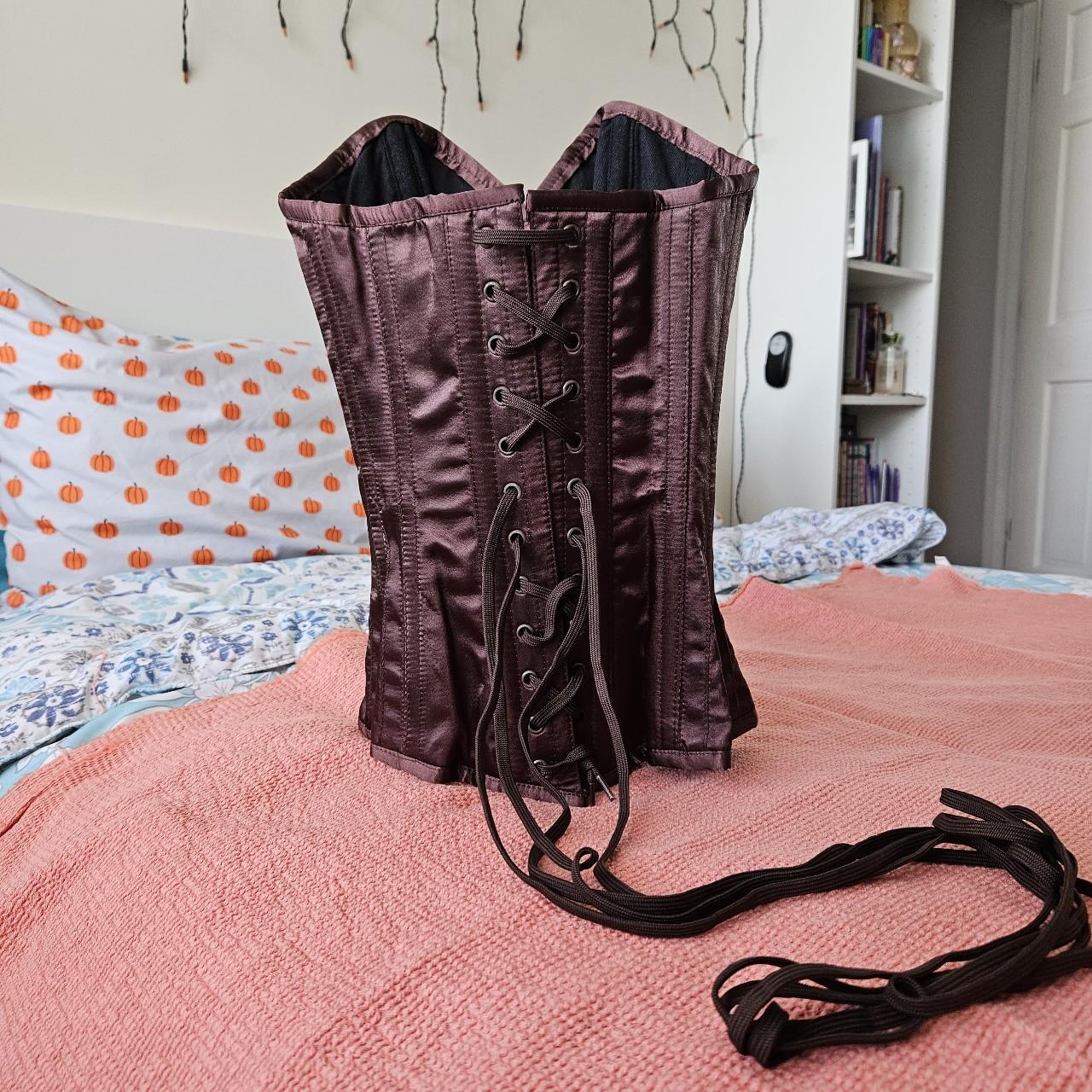 Brown Corset Real corset with hooks in front and... Depop