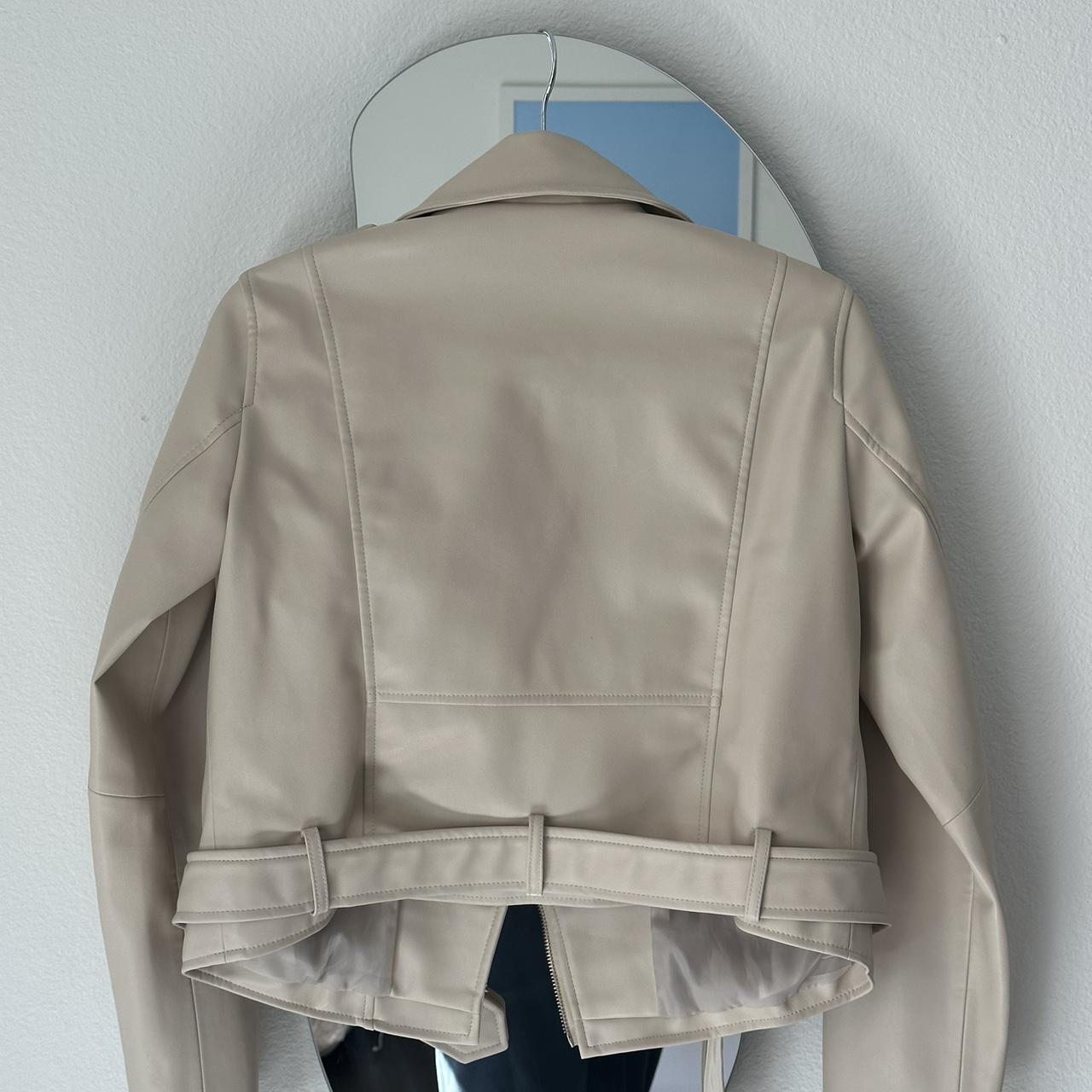 Zara Faux Leather Basic Cream Biker Jacket. Worn once.