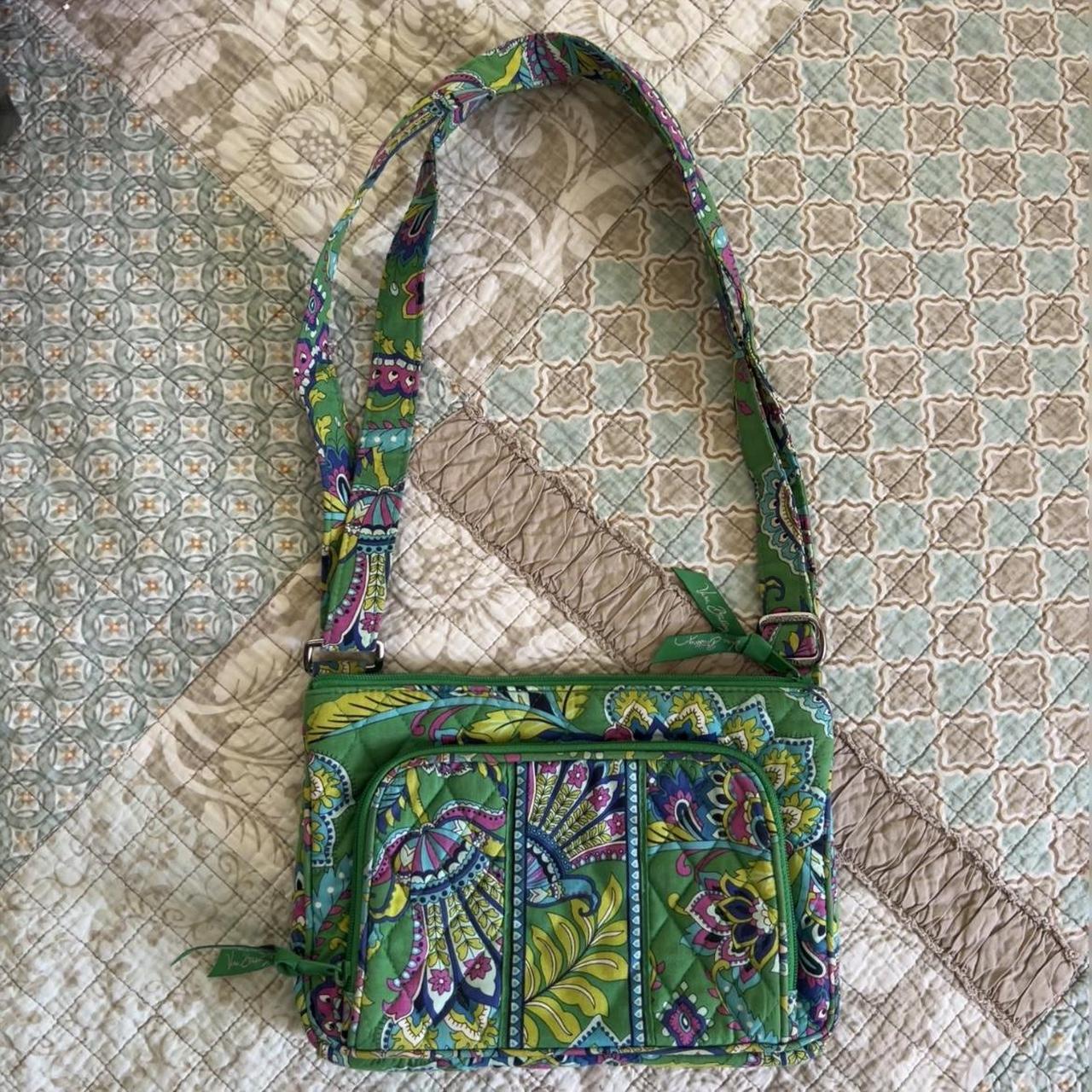 Vera Bradley green paisley print crossbody bag - Depop