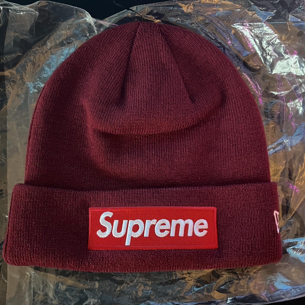 Supreme Men's Burgundy and Red Hat | Depop