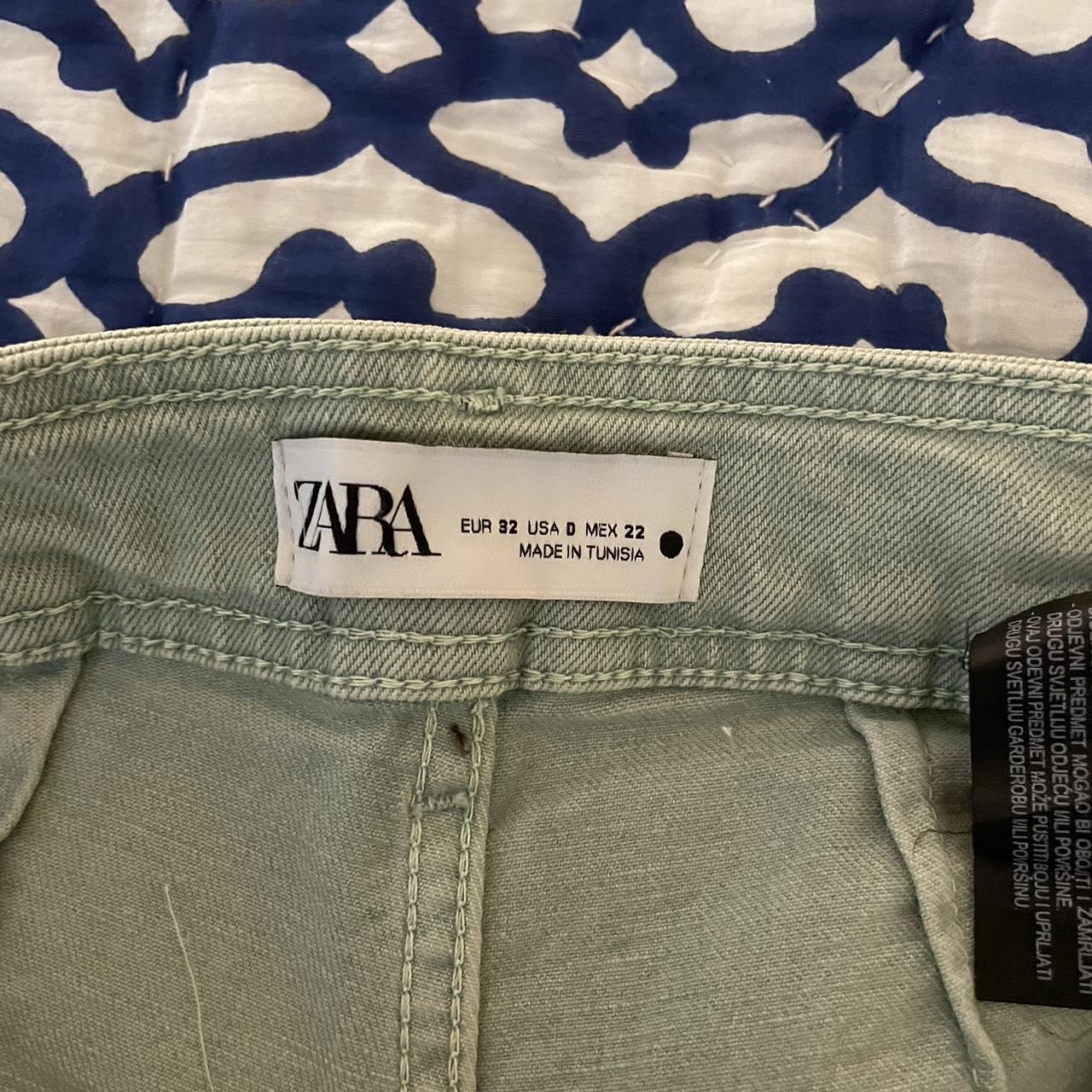 light green zara jeans size 0 worn once or twice Depop