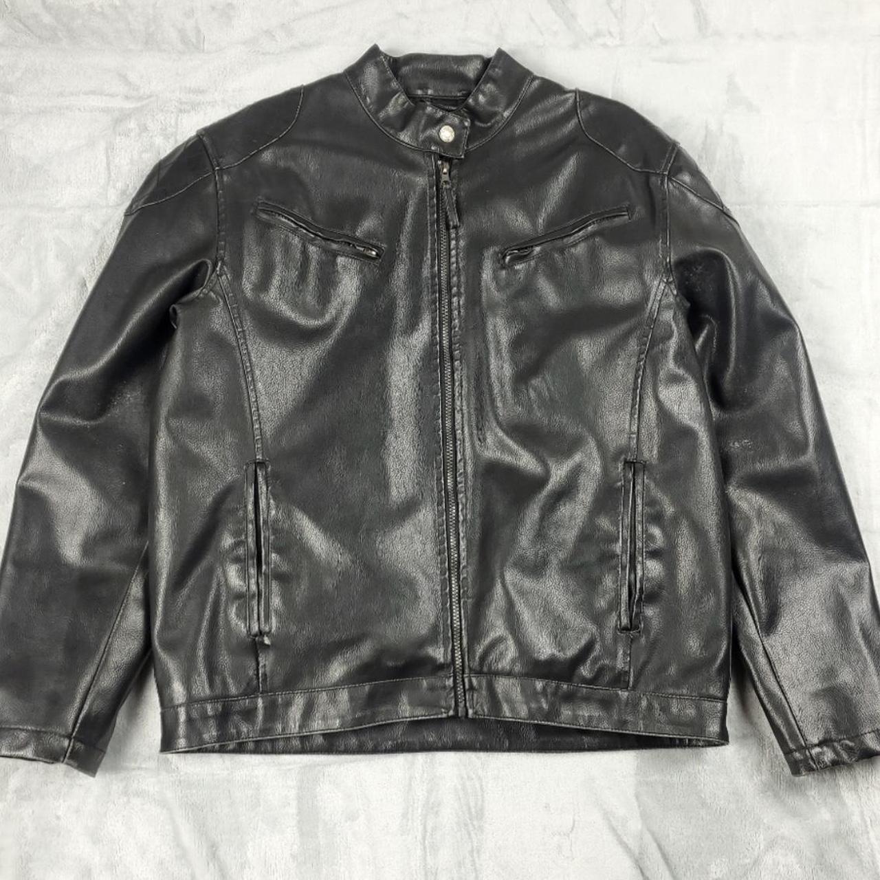 Vintage Leather Biker Jacket good condition Chest... - Depop