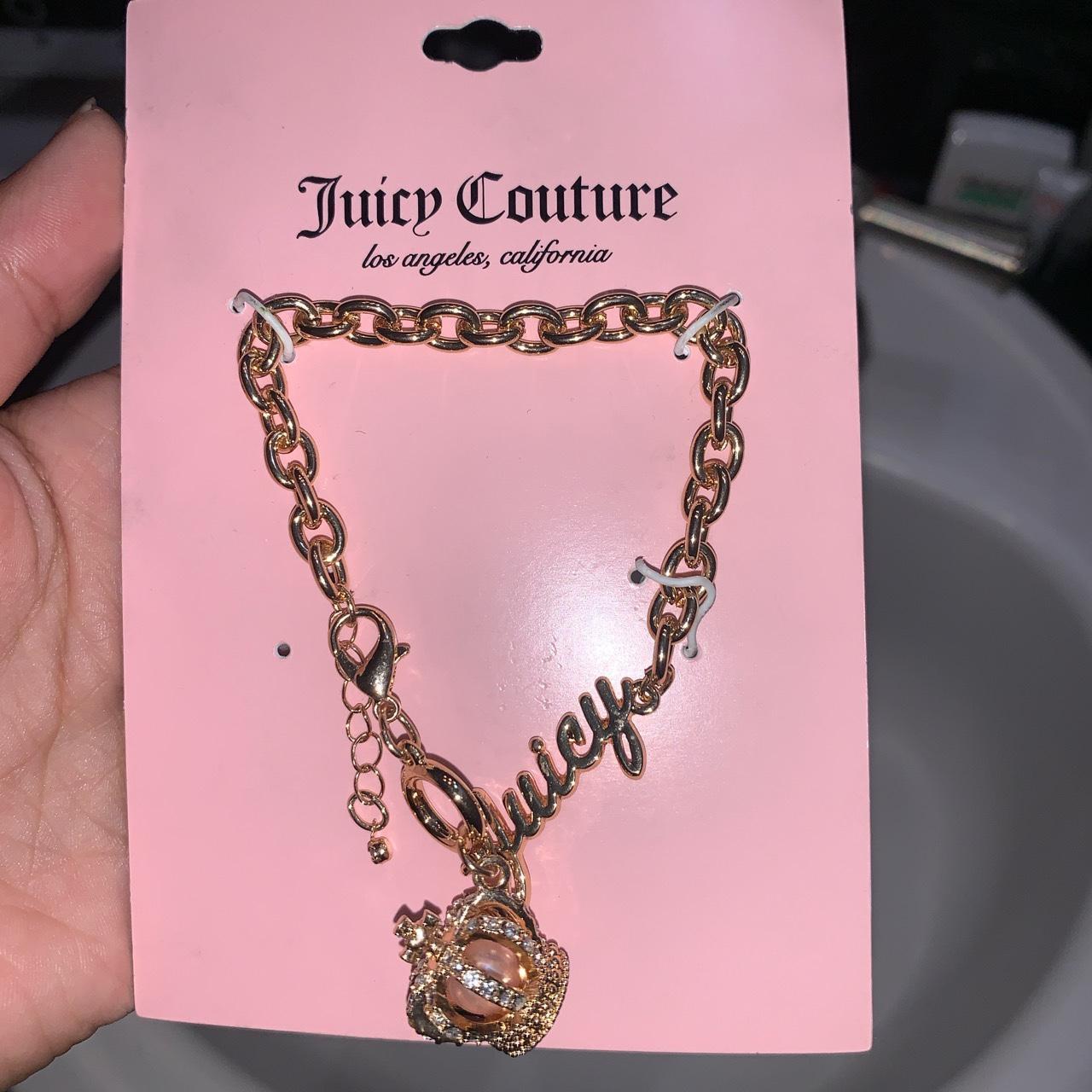 Baby pink juicy couture heart necklace , pink - Depop