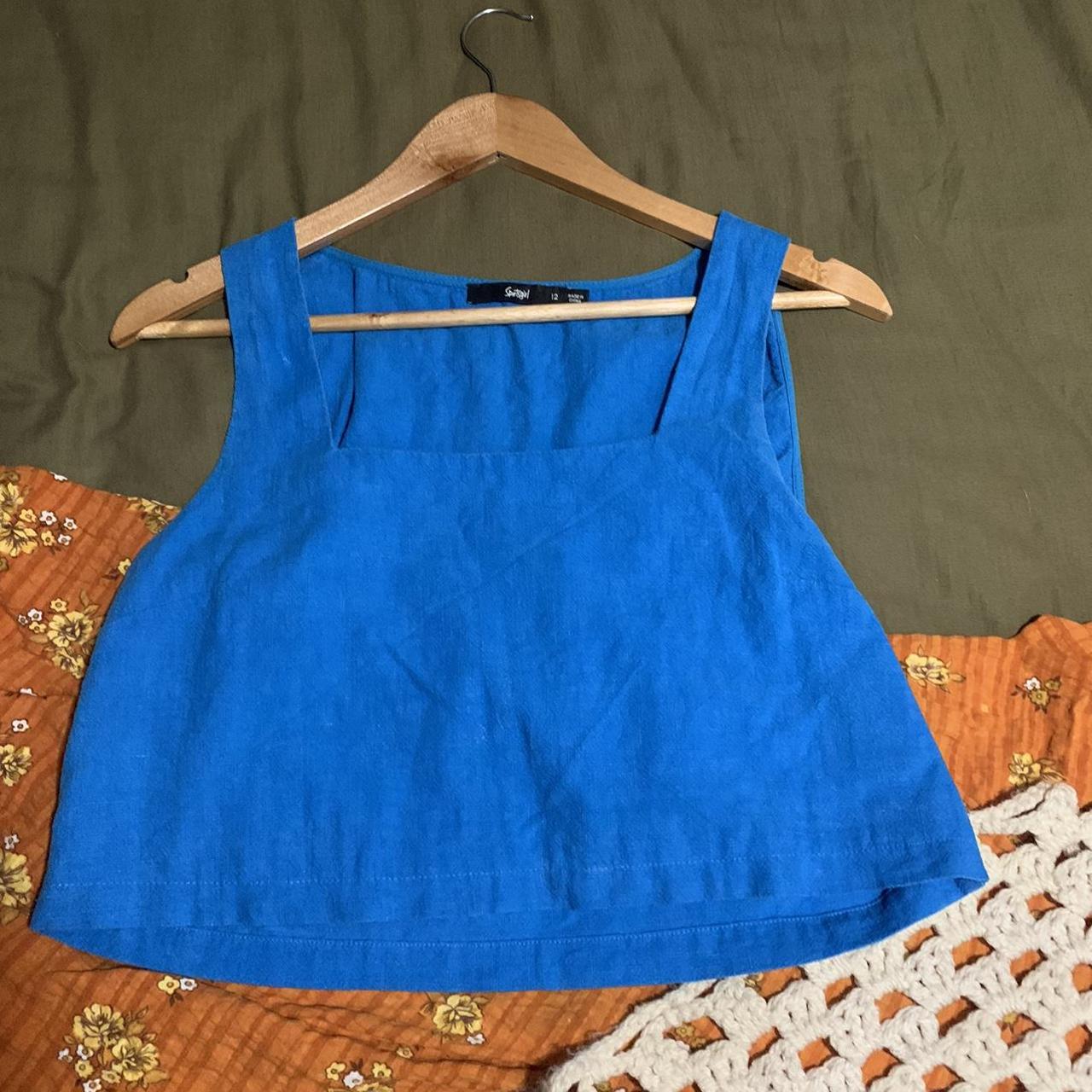 Blue sportsgirl cropped top! Size 12 but fits... - Depop