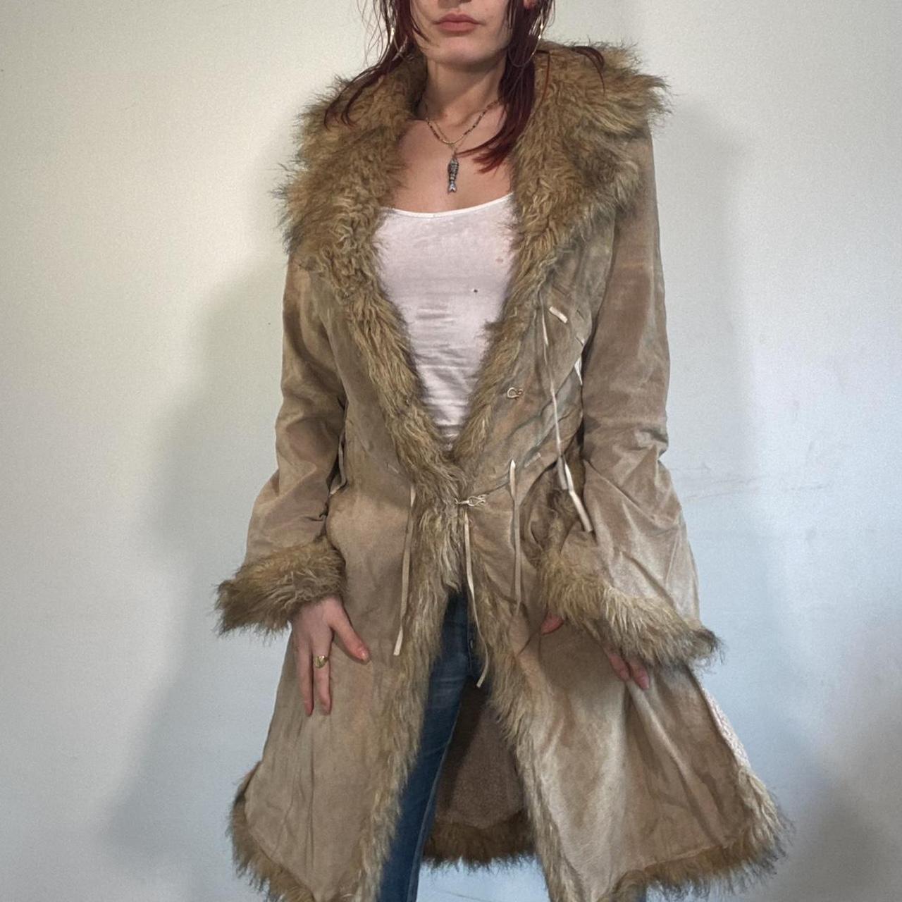 gorgeous tan/ camel suede jacket with fur lined... - Depop