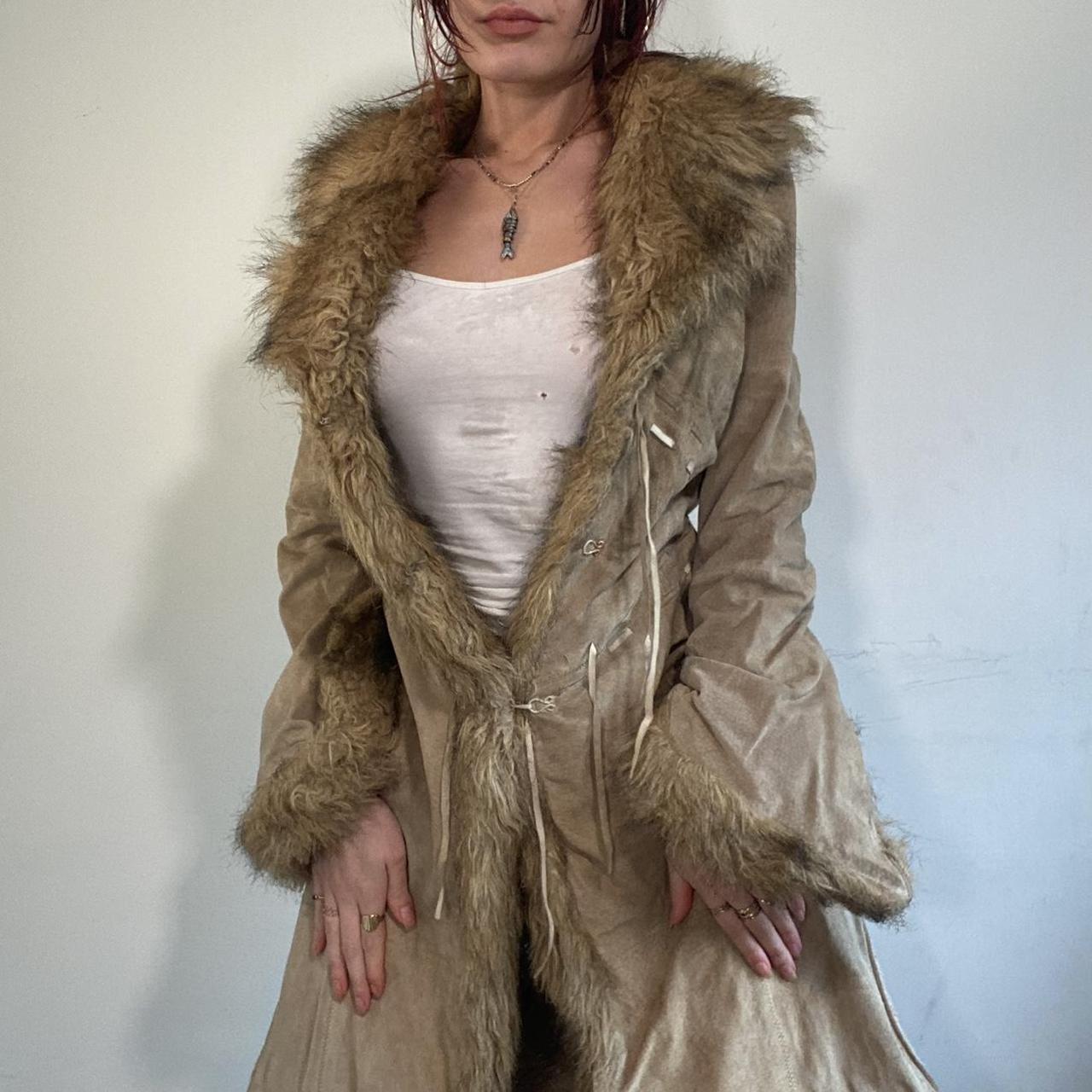 gorgeous tan/ camel suede jacket with fur lined... - Depop