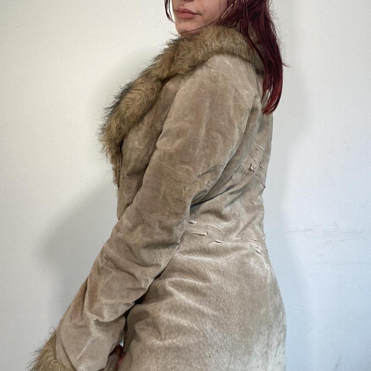 gorgeous tan/ camel suede jacket with fur lined... - Depop