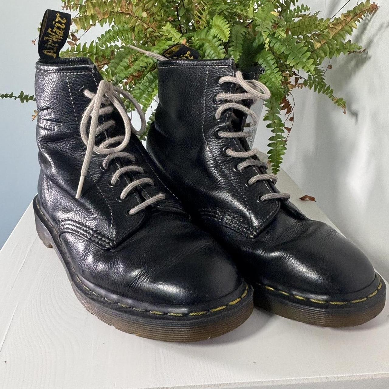 vintage 00s black boots from dr martins lace up... - Depop