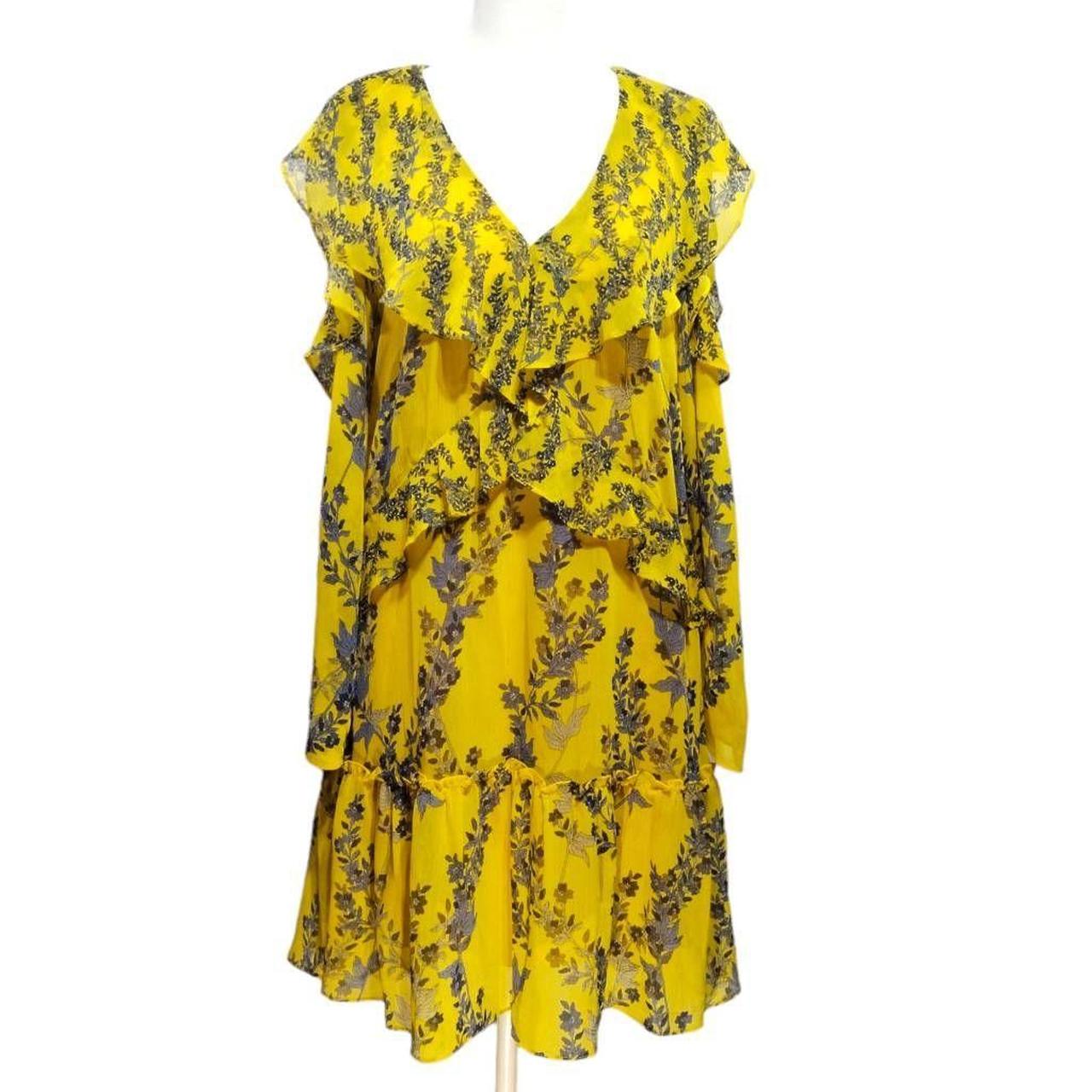 BCBGMaxazria Floral Ruffle Dress with Slip Cold Depop