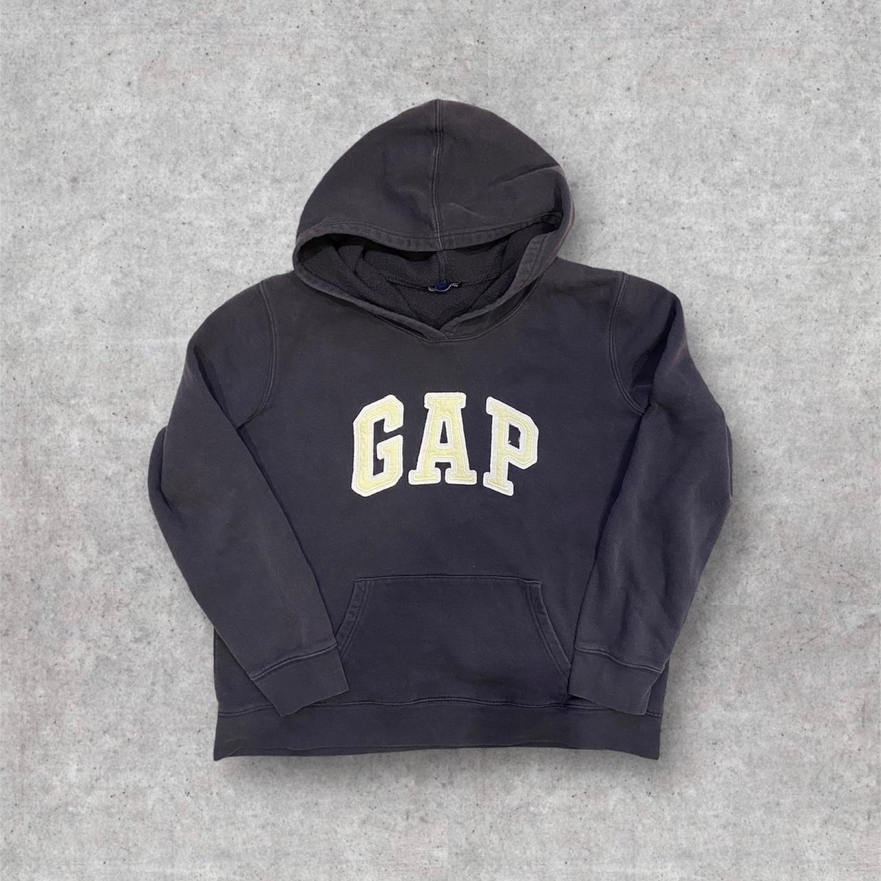 Gap Men's Grey and Cream Hoodie Depop