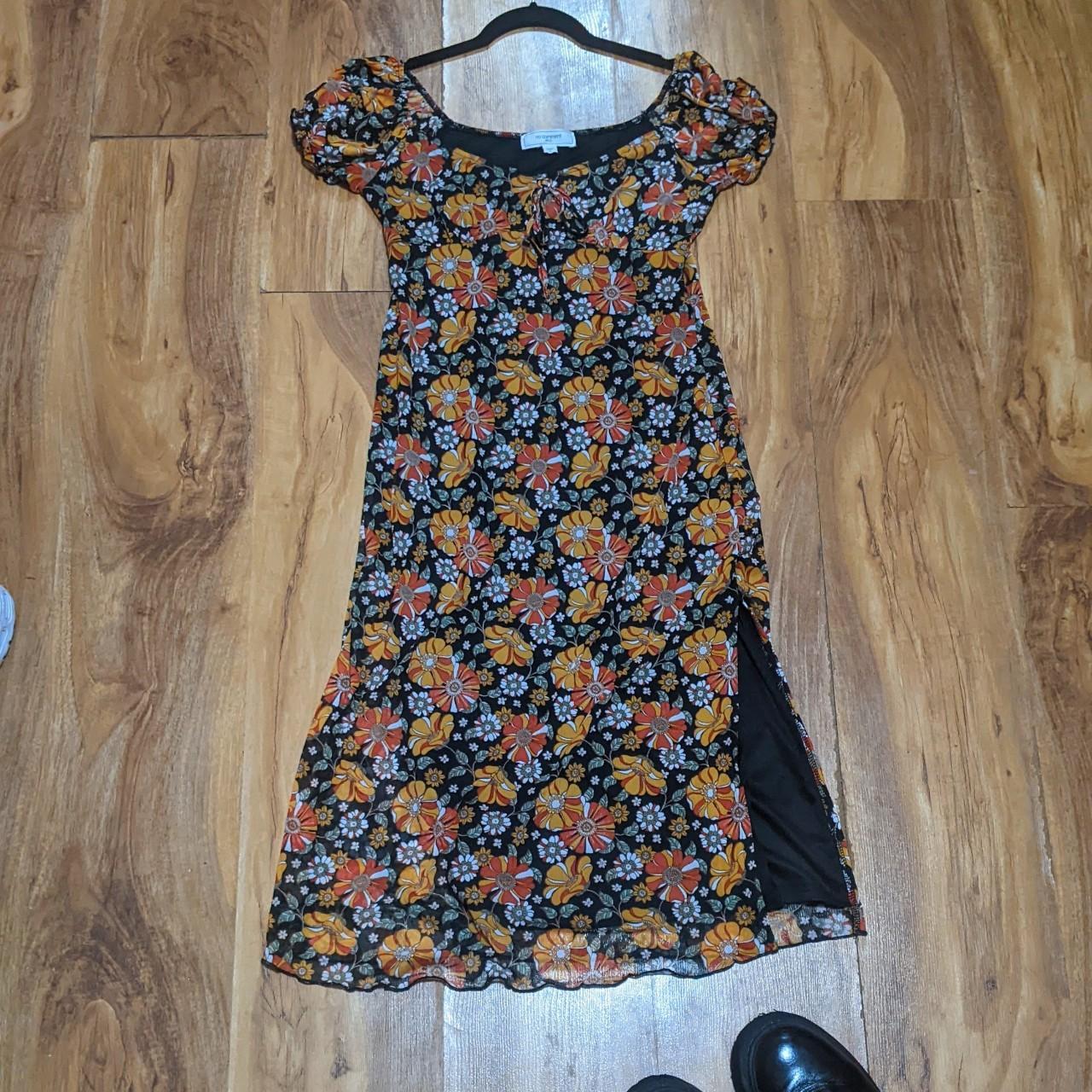 No Comment Women's Black and Orange Dress | Depop