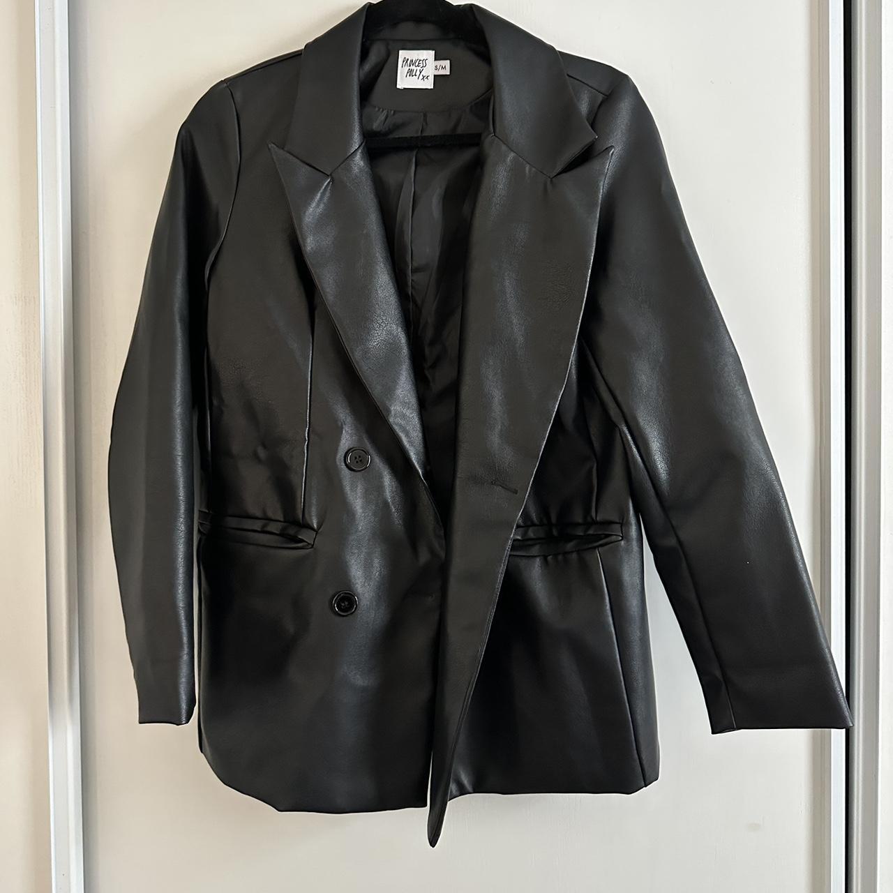 Princess Polly Women's Black Coat Depop