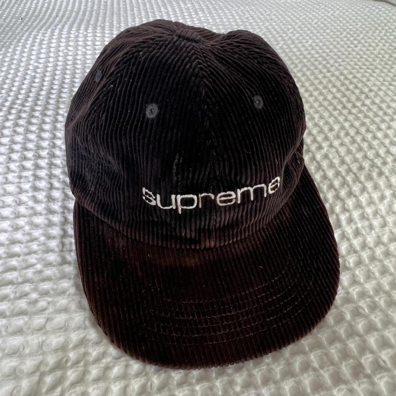 Vintage black corduroy supreme hat. Has some fading,... Depop