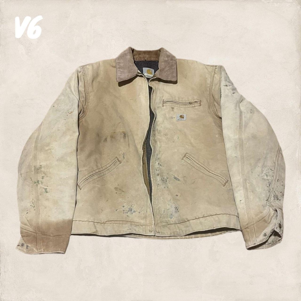 Vintage Carhartt Detroit Jacket Tan Distressed Size... - Depop