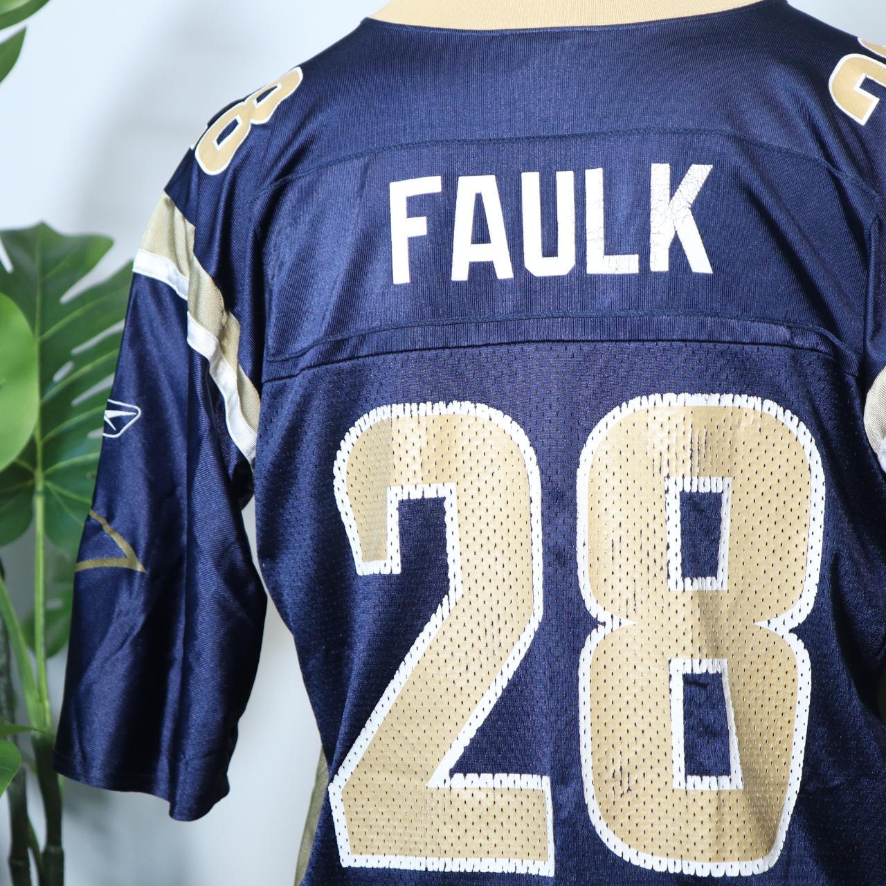 Vintage St Louis Rams NFL Faulk 28 Short Sleeve Jersey Men's Size