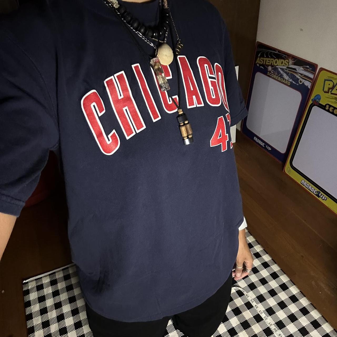 y2k Chicago Cubs Polo Shirt tagged as a medium, - Depop