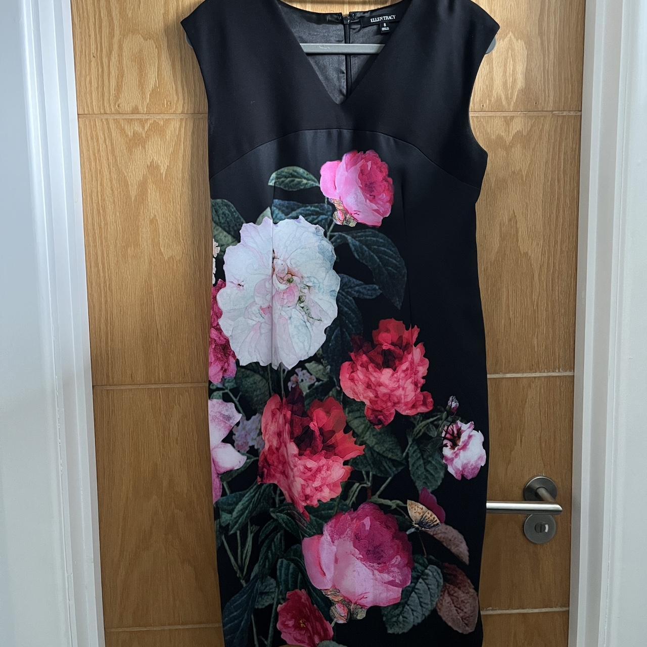 Floral pattern black dress Ellen Tracy, US 8, UK 12,... Depop