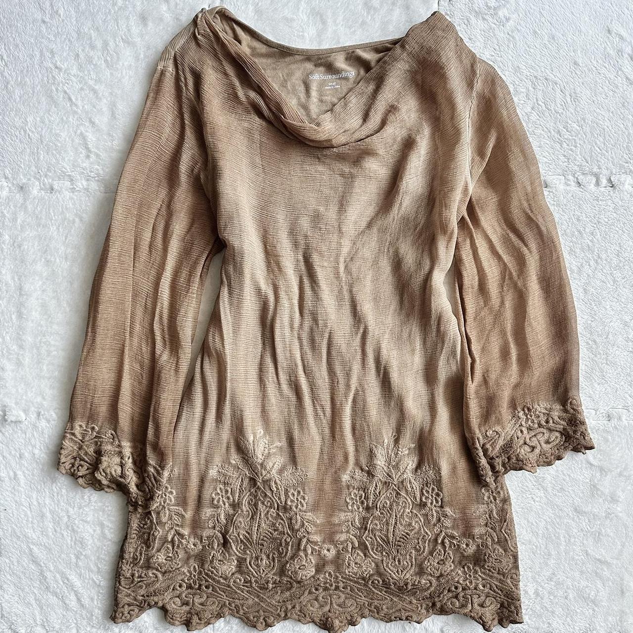 Soft Surroundings Renee silk cowl tunic, size small.... - Depop