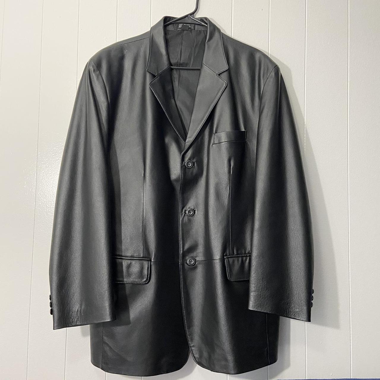 J. Ferrar black genuine leather jacket size large. Depop