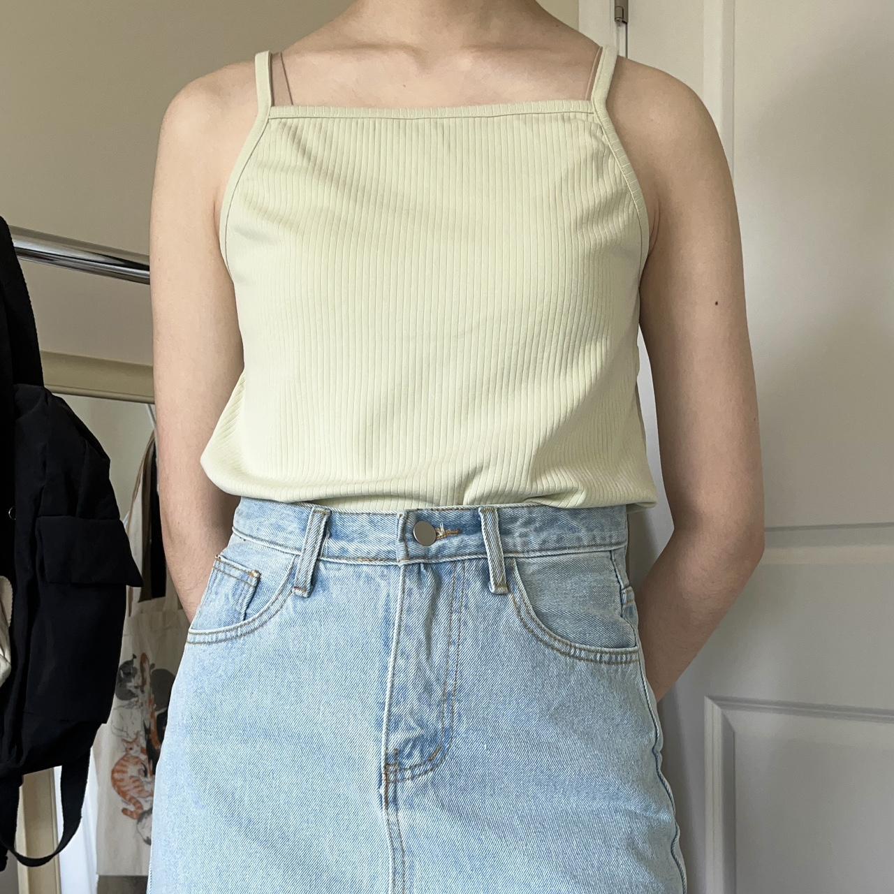 pale green tank top 🌿 never worn! bought from korea.... - Depop