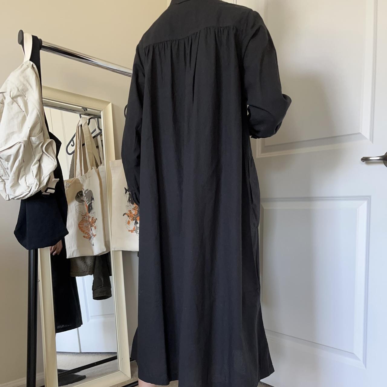 muji linen shirt dress 🌿 black color. has buttons... Depop