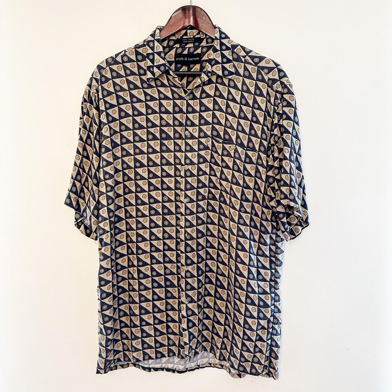 Vintage men’s geometric pattern button down...