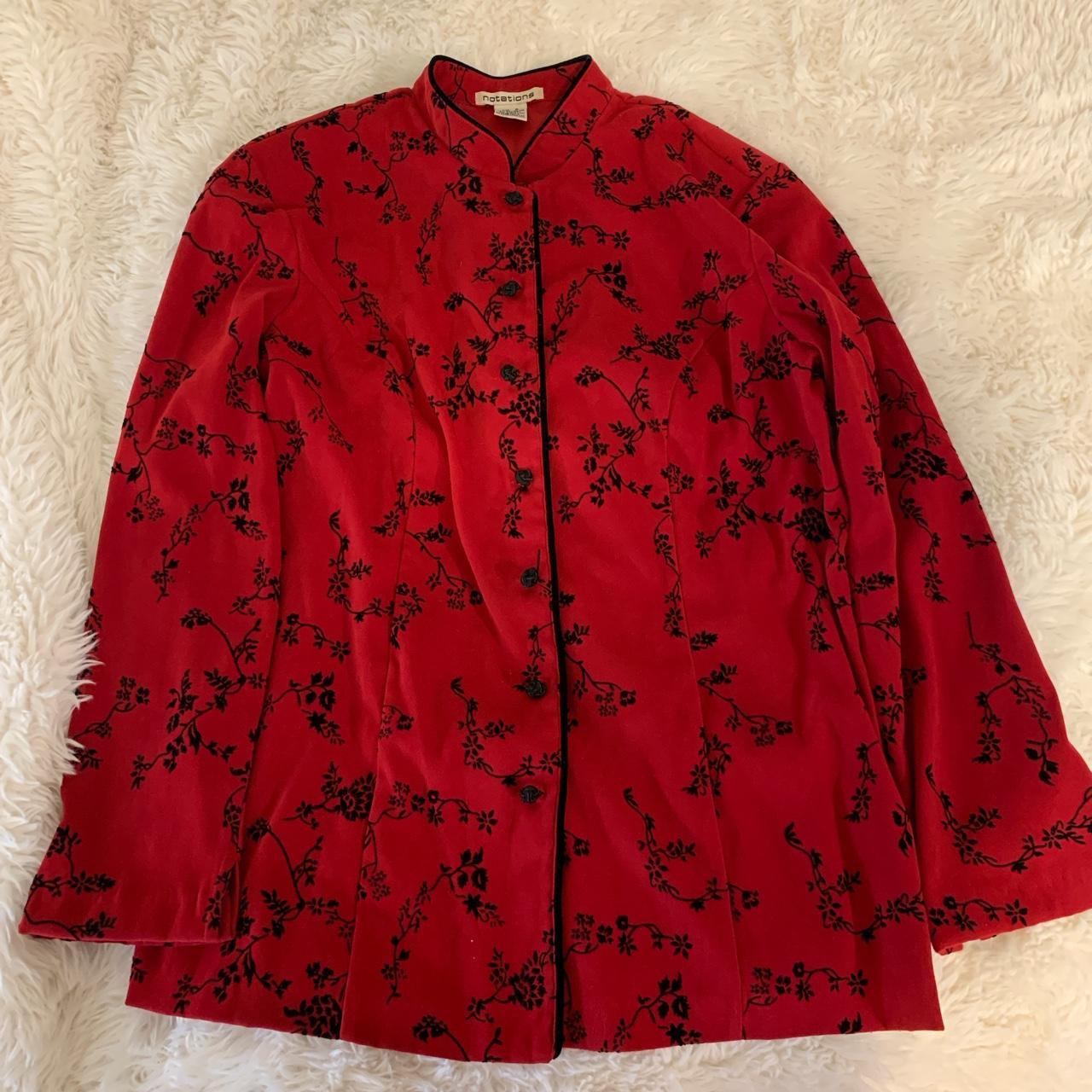 Notations Women's Red and Black Jacket | Depop