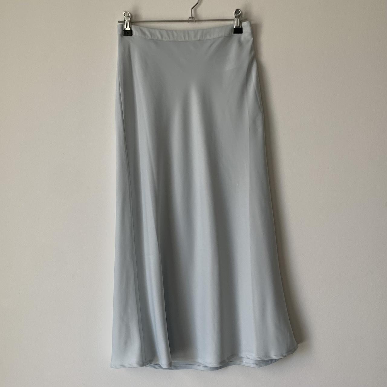 ⭐️ - baby blue satin skirt - recommended for sizes... - Depop