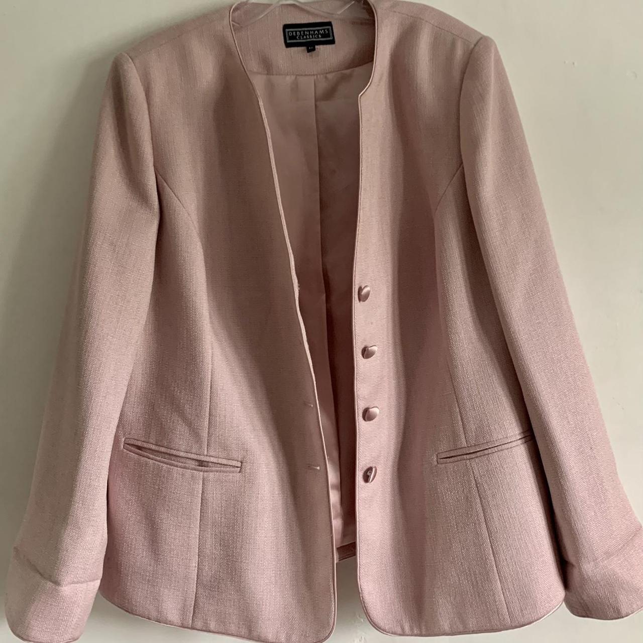 DEBENHAMS BLUSH PINK COLLARLESS LONG SLEEVES JACKET. Depop