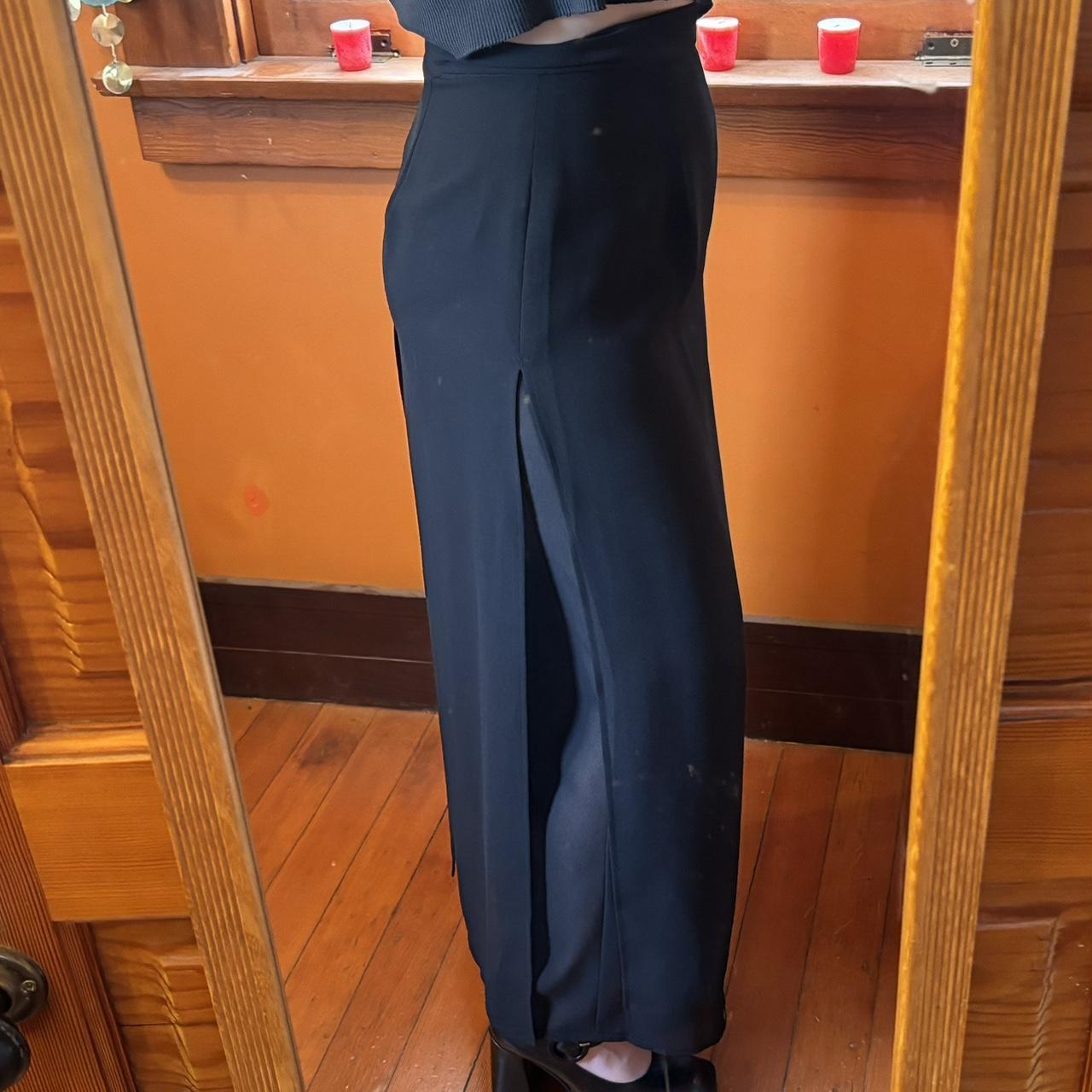 Insanely cool wide leg mesh overlay pants look... Depop