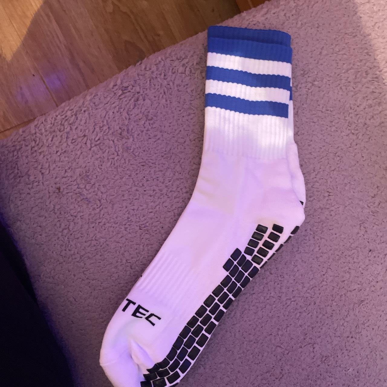 White and blue grip socks griptec Depop