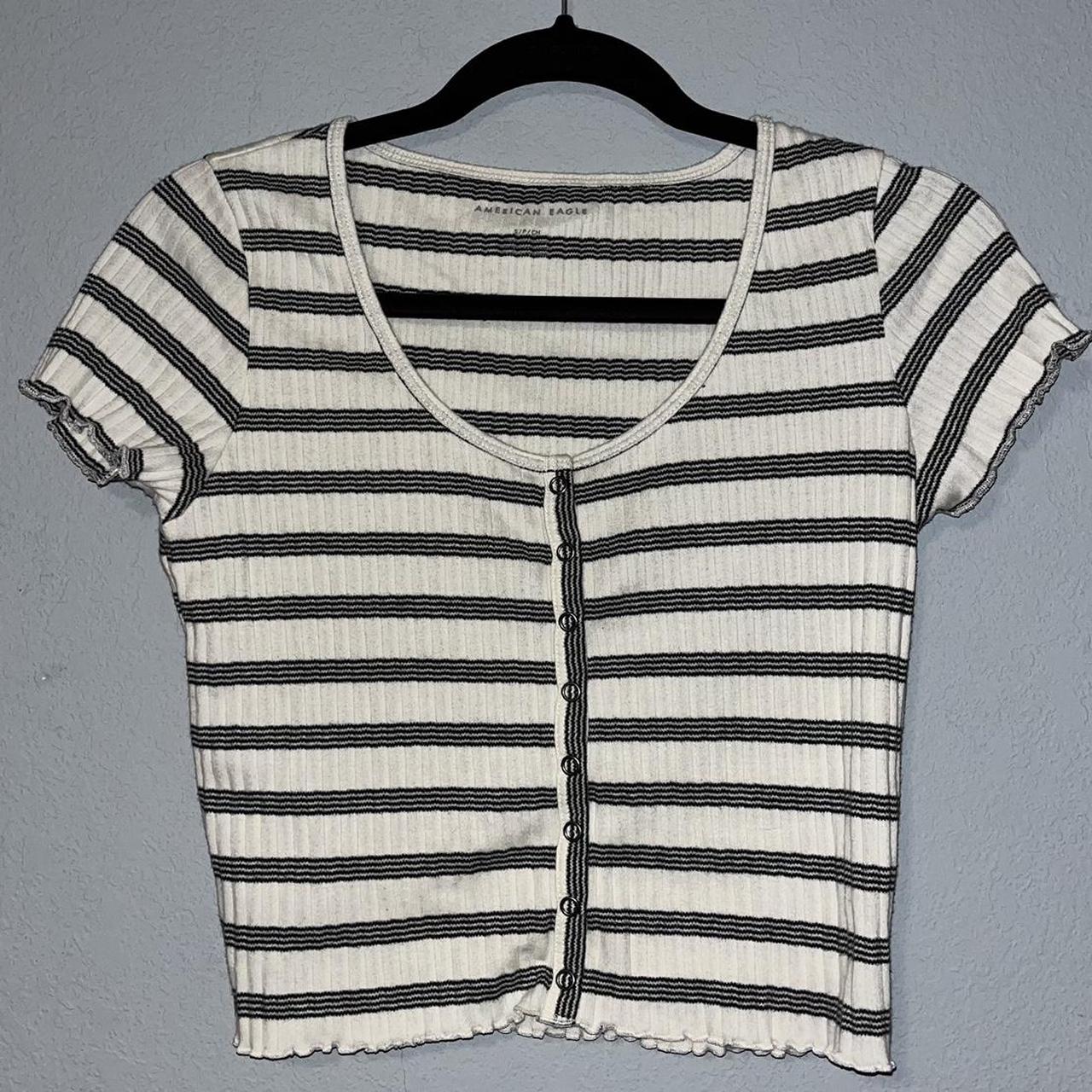 Black and white striped shirt american eagle hotsell