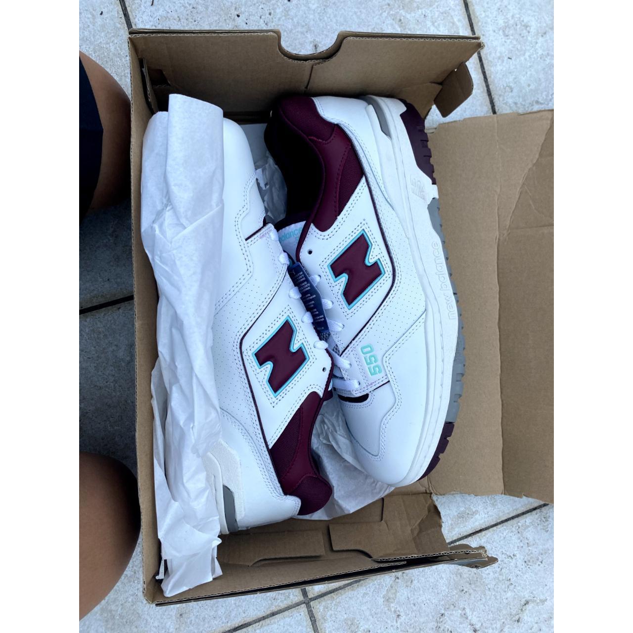 Size 12 New Balance 550 Burgundy Cyan FREE. Depop