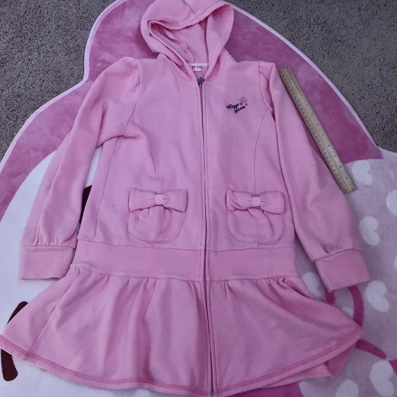 mezzo piano long sleeve pink hoodie dress with bow Depop