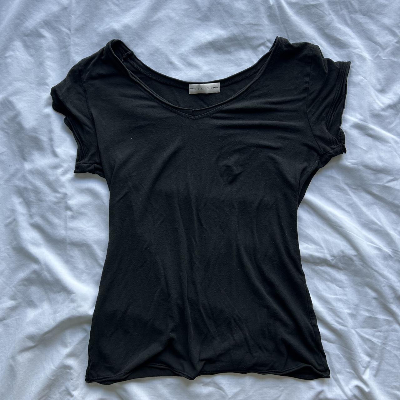 Black cotton V-neck top #casualwear | Depop