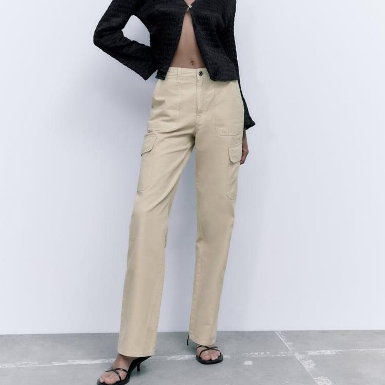 Zara Women's Cream Trousers Depop