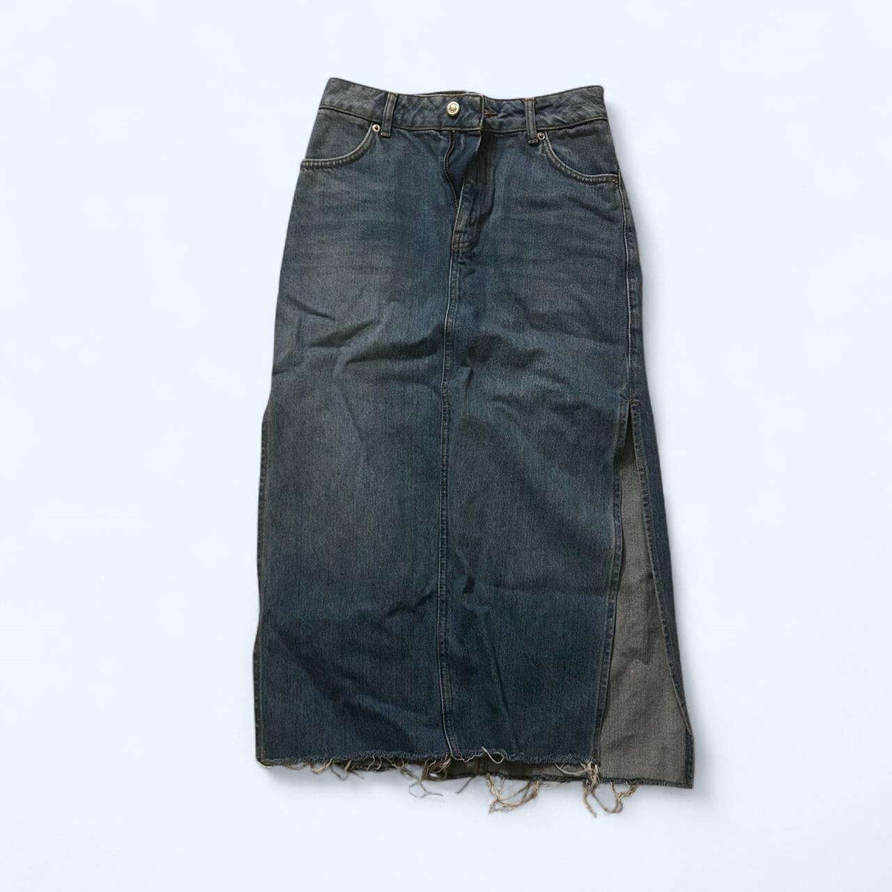 Topshop Women's Cotton Skirt Blue/Navy S – Long denim maxi