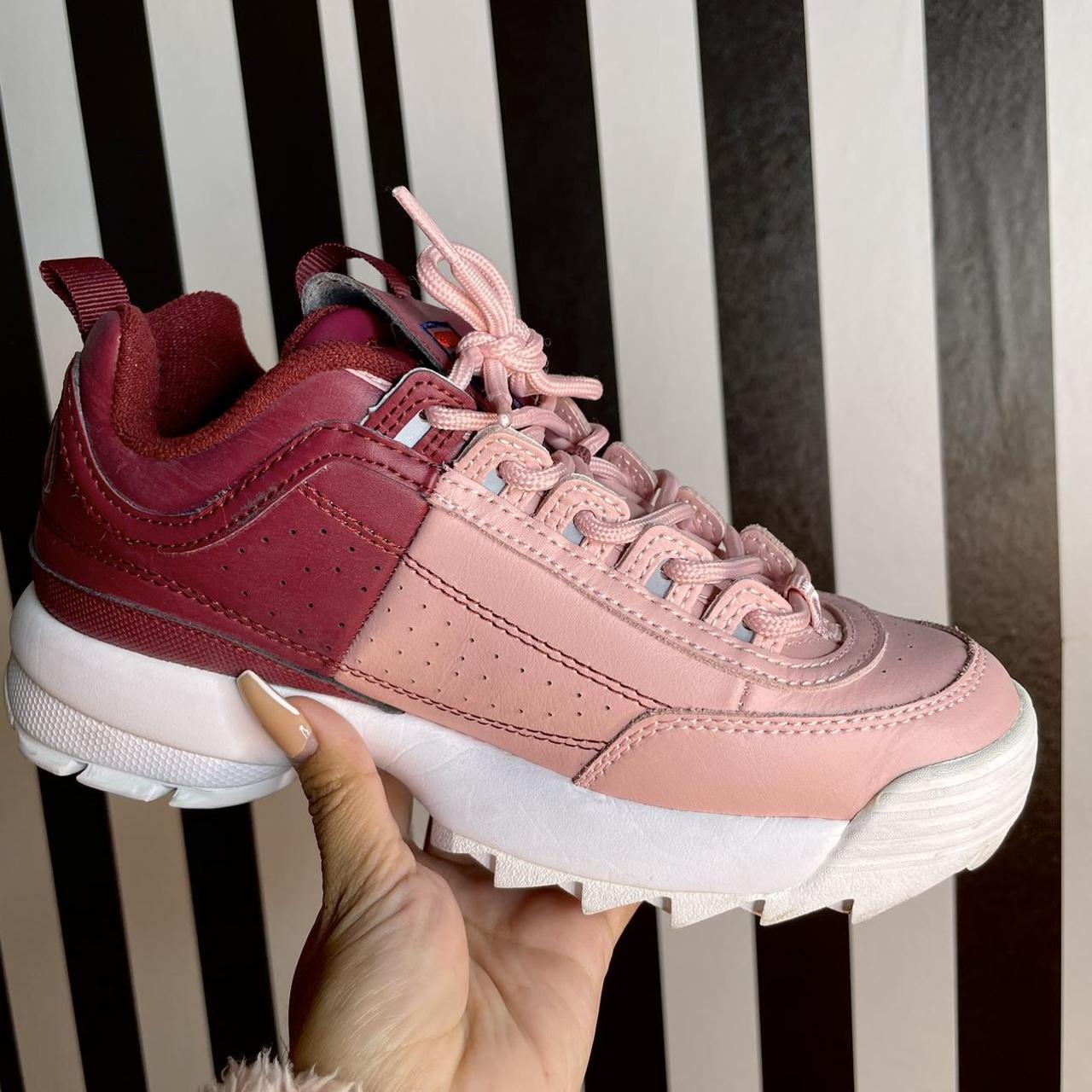 Pink and burgundy filas hotsell