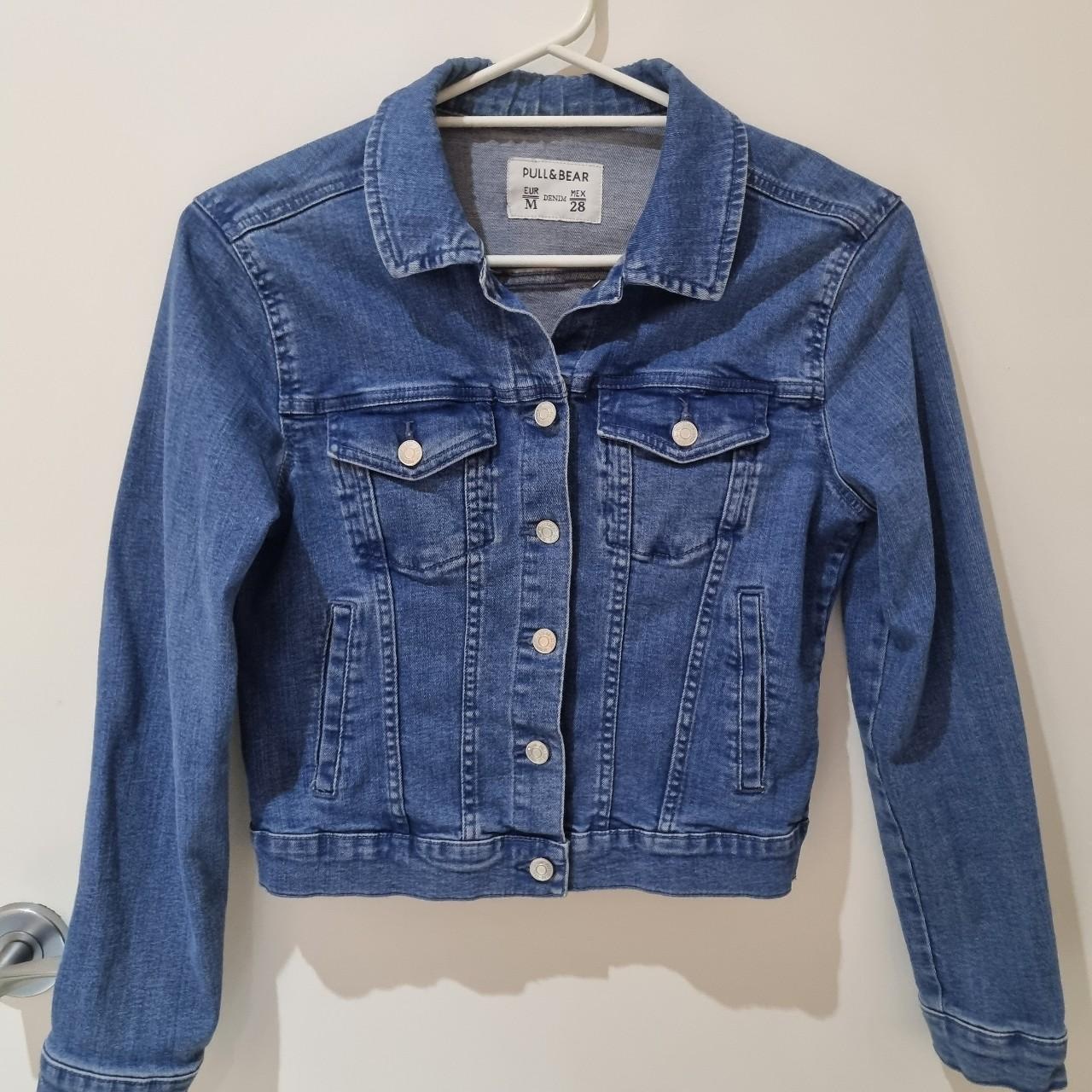 Denim crop jacket. Has some stretch. Size small. - Depop