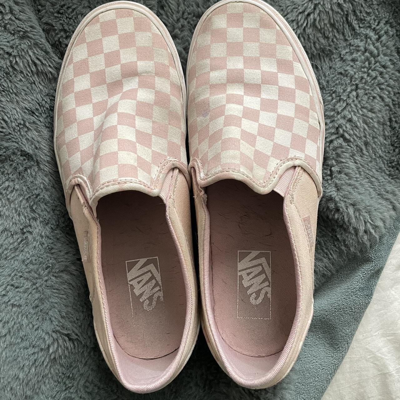 Pink Checkered Vans ~ ~ Custom pink checkered - Depop