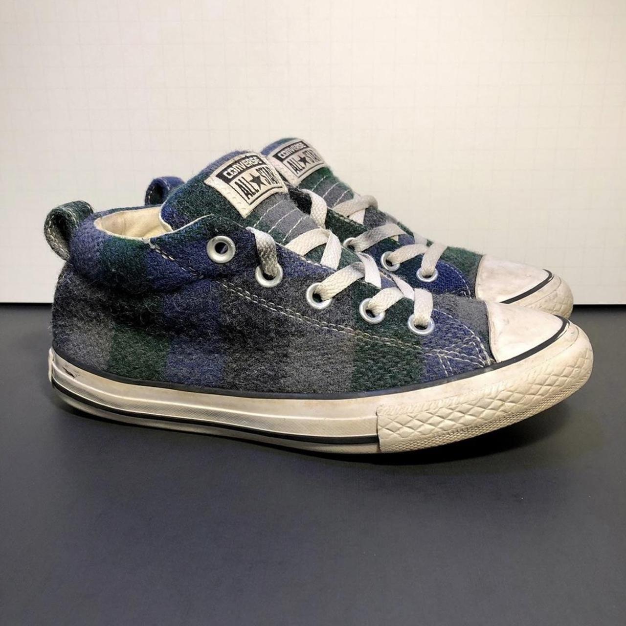 Blue plaid converse shoes new arrivals