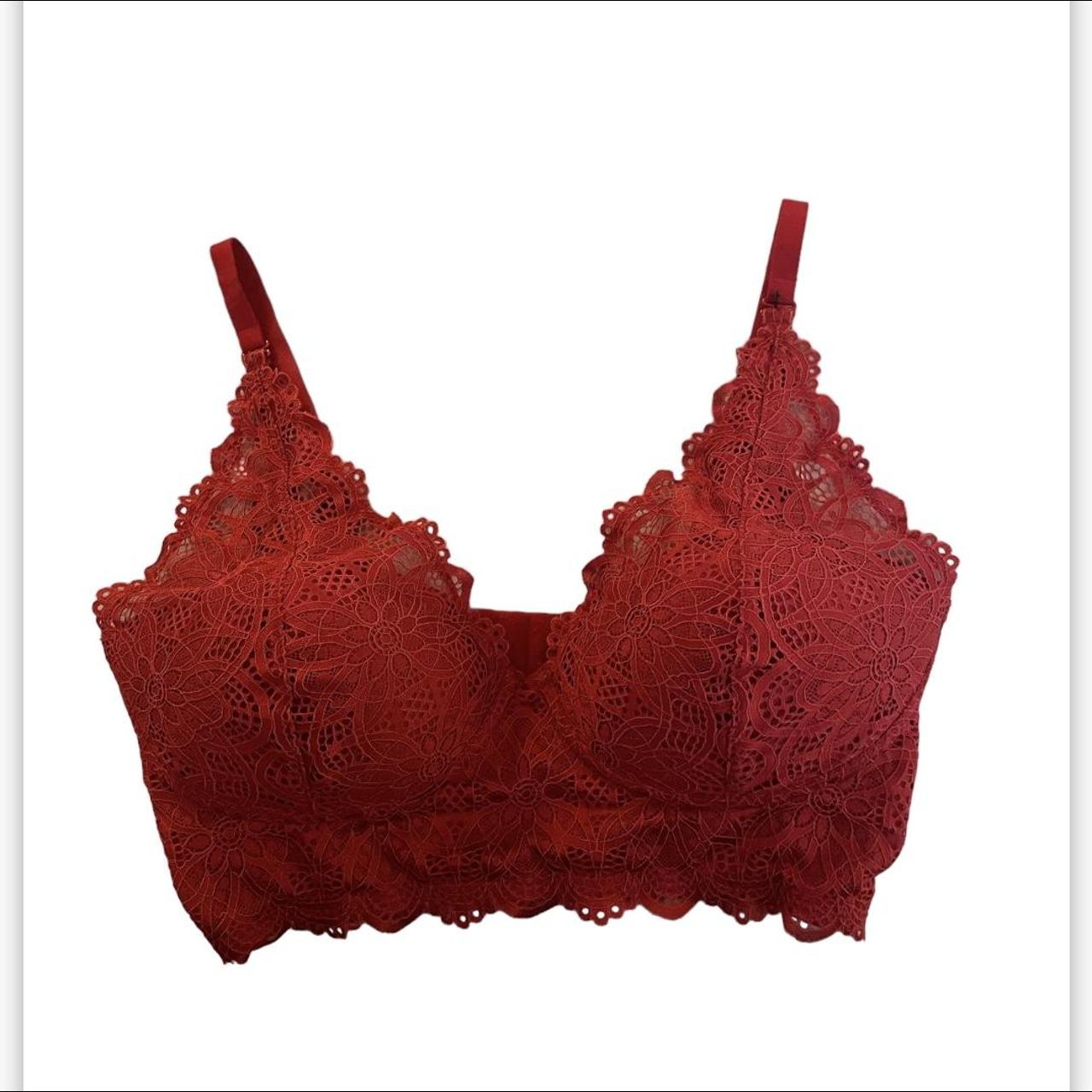 Women's Red and Burgundy Bra | Depop