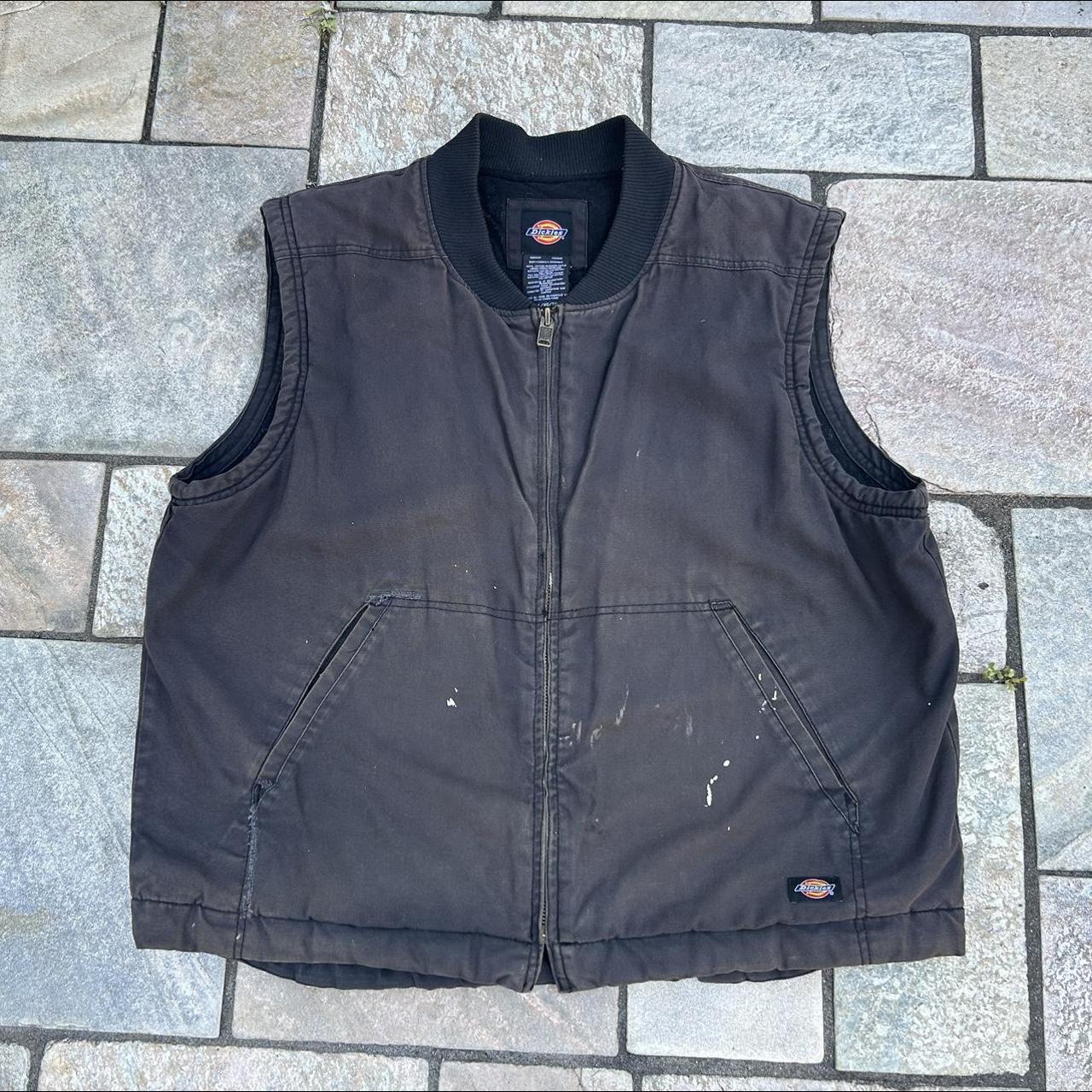 Vintage Black Dickies Genuine Zip up Work Vest with... - Depop